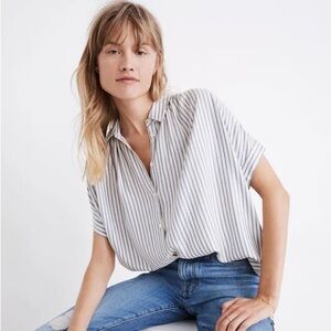 Madewell Central Shirt in Dalton Blue and White Stripe